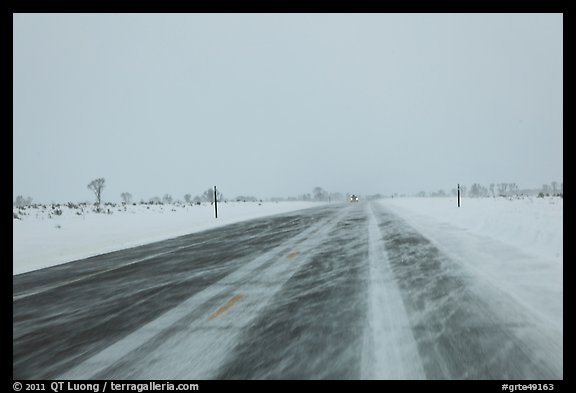 Road with snowdrift in winter. Grand Teton National Park (color)