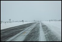 Road with snowdrift in winter. Grand Teton National Park ( color)