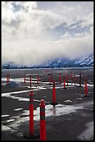 Jackson Hole Airport tarmac, winter. Grand Teton National Park, Wyoming, USA. (color)