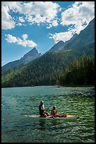 Family kayaking, String Lake. Grand Teton National Park ( color)