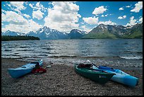 Kayaks on shores of Jackson Lake. Grand Teton National Park ( color)