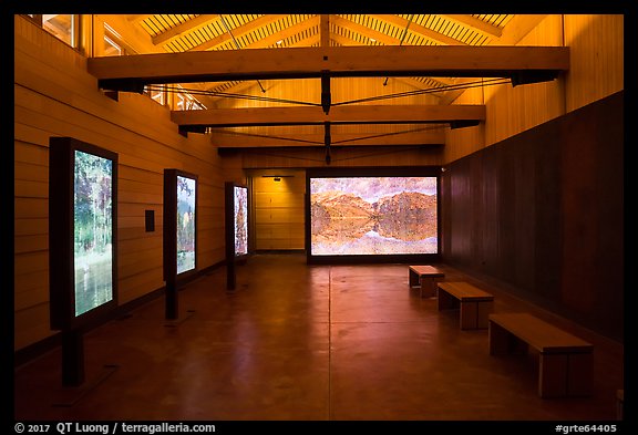 Interior of Laurence S. Rockefeller Preserve Center. Grand Teton National Park, Wyoming, USA.