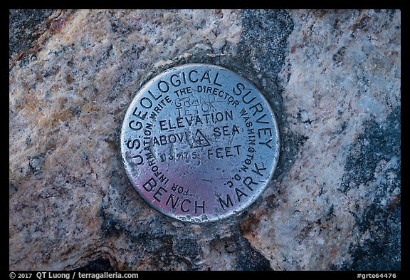 Geological marker, Grand Teton. Grand Teton National Park, Wyoming, USA.