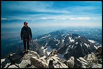 Climber standing on summit of Grand Teton. Grand Teton National Park ( color)