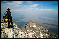Climber looking from summit of Grand Teton. Grand Teton National Park ( color)
