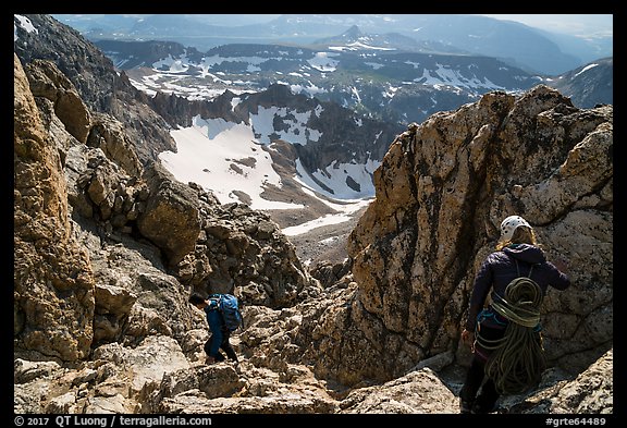 Climbers descend Grand Teton. Grand Teton National Park (color)
