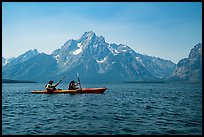 Kakayers in Colter Bay with Mt Moran in background. Grand Teton National Park ( color)
