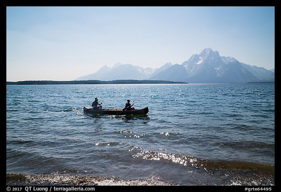 Canoists, Colter Bay and Mt Moran. Grand Teton National Park (color)