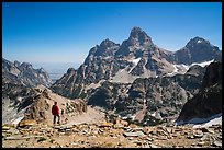 Visitor looking, Tetons from near Table Mountain. Grand Teton National Park ( color)