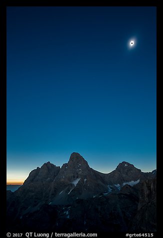 Tetons with eclipsed sun. Grand Teton National Park (color)