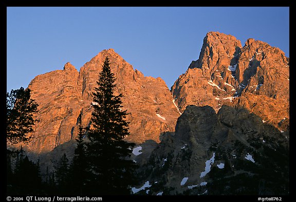 Mt Owen and Tetons at sunset seen from the North. Grand Teton National Park (color)
