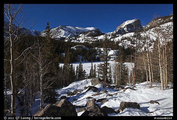 Bear Lake in winter. Rocky Mountain National Park, Colorado, USA.