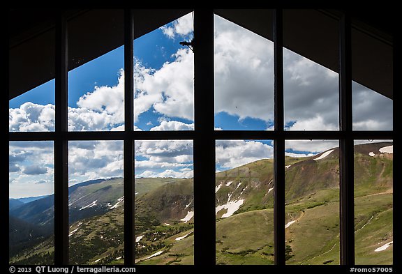 View from inside Alpine Visitor Center. Rocky Mountain National Park (color)
