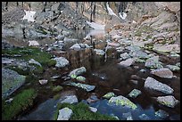 Alpine lake and boulders. Rocky Mountain National Park, Colorado, USA.