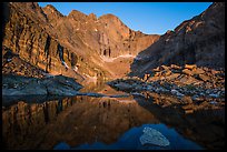 Longs Peak above Chasm Lake at sunrise. Rocky Mountain National Park, Colorado, USA. (color)