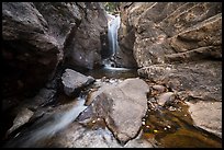Waterfall in narrow gorge. Rocky Mountain National Park ( color)