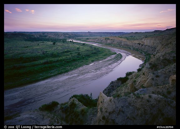 Bend of the Little Missouri River, dusk. Theodore Roosevelt National Park (color)