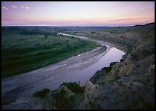 Bend of the Little Missouri River, dusk. Theodore Roosevelt National Park ( color)