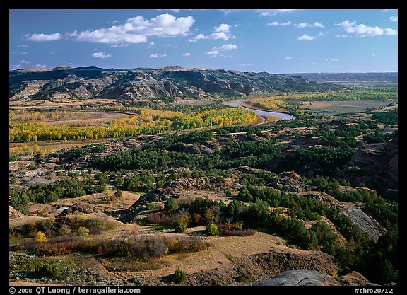 Little Missouri River Oxbow Bend in autumn, North Unit. Theodore Roosevelt National Park (color)