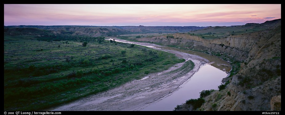 Scenic view of riverbend at sunset. Theodore Roosevelt National Park (color)