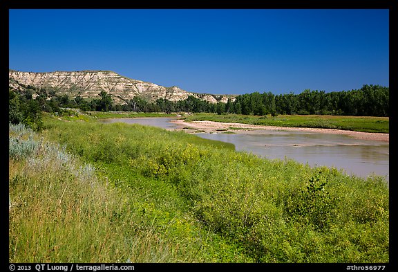 Little Missouri River next to Elkhorn Ranch Unit. Theodore Roosevelt National Park, North Dakota, USA.