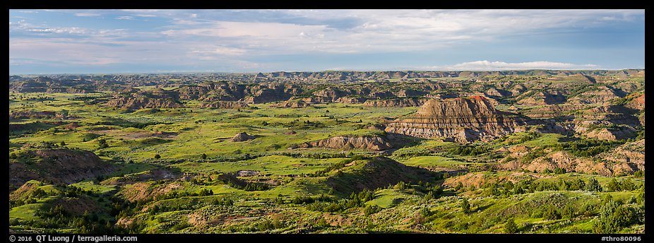 Wide view of Painted Canyon. Theodore Roosevelt National Park, North Dakota, USA.