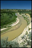 Bend of the Little Missouri River, mid-day. Theodore Roosevelt National Park ( color)