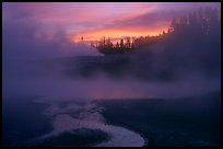 Norris geyser basin at sunrise. Yellowstone National Park, Wyoming, USA. (color)
