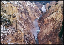 Grand Canyon of Yellowstone and Lower Falls with snow dusting. Yellowstone National Park ( color)