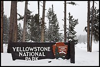 Park entrance sign in winter. Yellowstone National Park ( color)