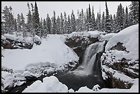 Snowy landscape with waterfall. Yellowstone National Park ( color)