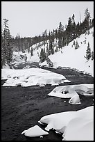 Lewis River and falls, winter. Yellowstone National Park ( color)