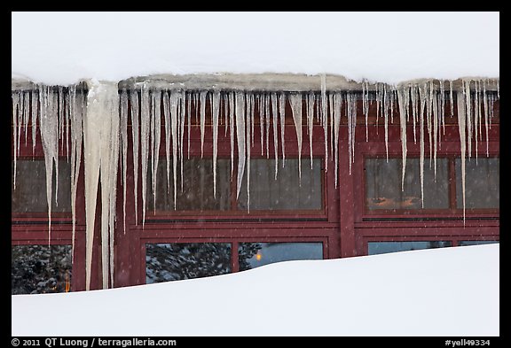 Icicles, Old Faithful Snow Lodge. Yellowstone National Park (color)