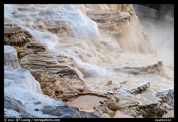 Travertine terraces, Canary Springs. Yellowstone National Park (color)