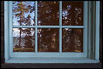 Yellowstone Lake, Fishing Bridge Visitor Center window reflexion. Yellowstone National Park ( color)