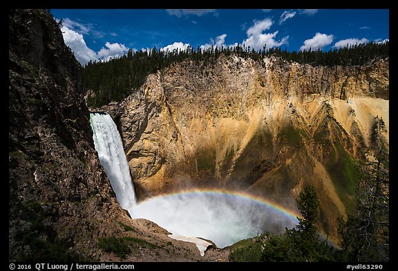 Lower Falls of the Yellowstone River with rainbow. Yellowstone National Park, Wyoming, USA.