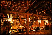 Wooden structures inside Old Faithful Inn. Yellowstone National Park, Wyoming, USA. (color)