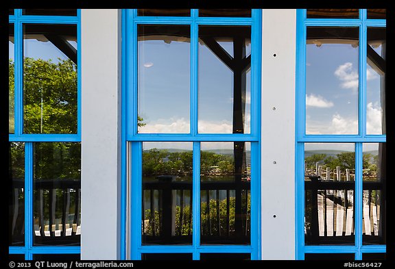 Biscayne Bay, visitor center window reflexion. Biscayne National Park (color)