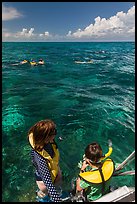Snorkelers entering water. Biscayne National Park, Florida, USA. (color)