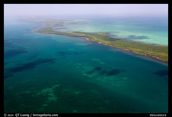 Aerial view of reef and Elliott Key. Biscayne National Park, Florida, USA.