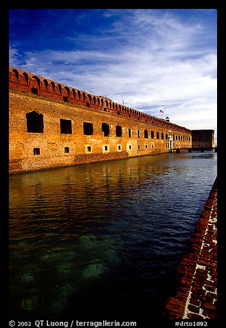 Fort Jefferson moat and thick brick walls. Dry Tortugas National Park (color)