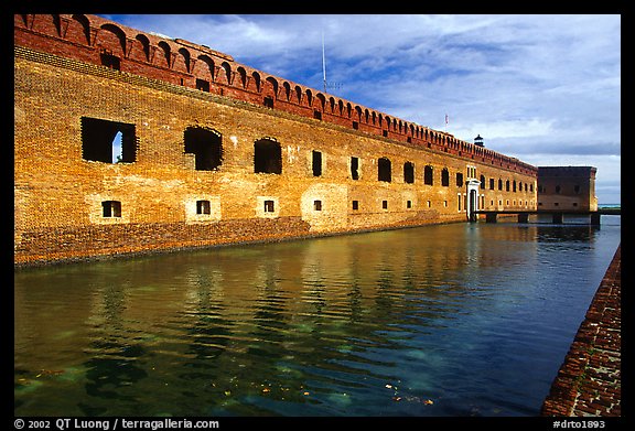 Fort Jefferson moat and lighthouse. Dry Tortugas  National Park