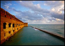 Fort Jefferson wall, moat and seawall, late afternoon light. Dry Tortugas National Park, Florida, USA.