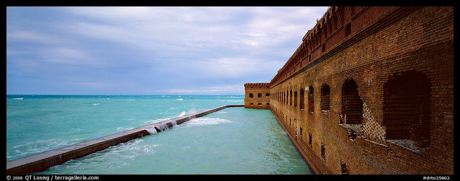 Oceanscape with brick wall. Dry Tortugas National Park (color)