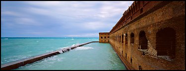 Oceanscape with brick wall. Dry Tortugas National Park (Panoramic color)