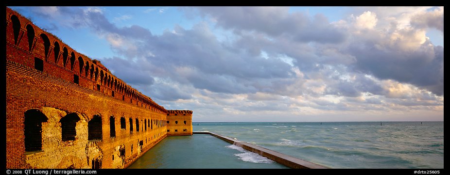 Ruined masonery wall overlooking Carribean waters. Dry Tortugas  National Park (color)