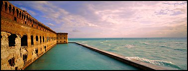 Seascape with fort and seawall. Dry Tortugas National Park (Panoramic color)