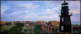 Lighthouse and Fort Jefferson. Dry Tortugas  National Park (Panoramic color)