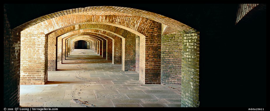 Arches in Fort Jefferson lower level. Dry Tortugas National Park, Florida, USA.