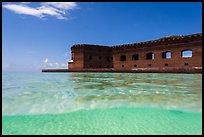 Split view of Fort Jefferson and clear sandy bottom. Dry Tortugas National Park ( color)